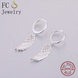 925 Silver Angel Wings Zirconia Hoop Earring for Women
