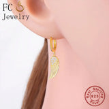 925 Silver Angel Wings Zirconia Hoop Earring for Women