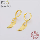 925 Silver Angel Wings Zirconia Hoop Earring for Women