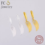 925 Silver Angel Wings Zirconia Hoop Earring for Women