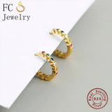 925 Silver Green Crystal Bead Pendant Earrings for Women
