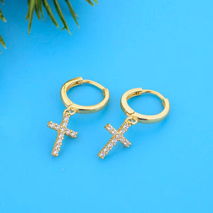 925 Silver Cross Pendant & Zirconia Earrings Set