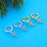 925 Silver Cross Pendant & Zirconia Earrings Set