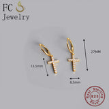 925 Silver Cross Pendant & Zirconia Earrings Set