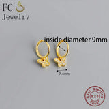 925 Silver Butterfly Crystal Piercing Hoop Earrings