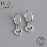925 Silver Golden Heart Princess Crown Zirconia Earring