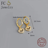 925 Silver Golden Heart Princess Crown Zirconia Earring