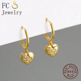 925 Silver Love Heart CZ Pendant & Zircon Hoop Earring Set