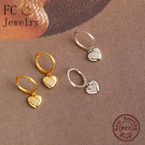 925 Silver Love Heart CZ Pendant & Zircon Hoop Earring Set