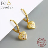 925 Silver Love Heart CZ Pendant & Zircon Hoop Earring Set