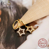 925 Silver Star Zirconia Pendant Ear Piercing Hoop Earring