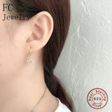925 Silver Star Zirconia Pendant Ear Piercing Hoop Earring