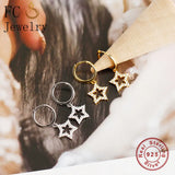 925 Silver Star Zirconia Pendant Ear Piercing Hoop Earring