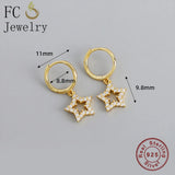 925 Silver Star Zirconia Pendant Ear Piercing Hoop Earring