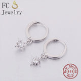 925 Silver Zircon Bead Pendant Hoop Earring for Women