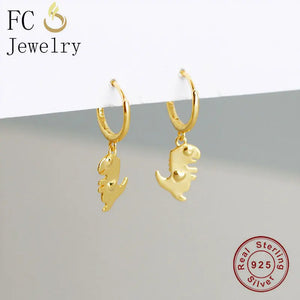 925 Silver Dino Bead Pendant Hoop Earring for Women Kid