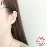 925 Silver Dino Bead Pendant Hoop Earring for Women Kid