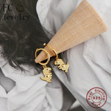 925 Silver Dino Bead Pendant Hoop Earring for Women Kid