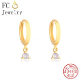925 Silver Mini Zirconia Hoop Earring - Geometric Ear Piercing Orecchini
