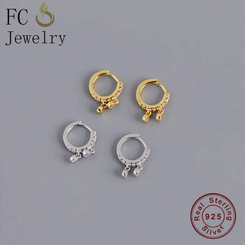 925 Silver Bell Shape Zirconia Hoop Earrings