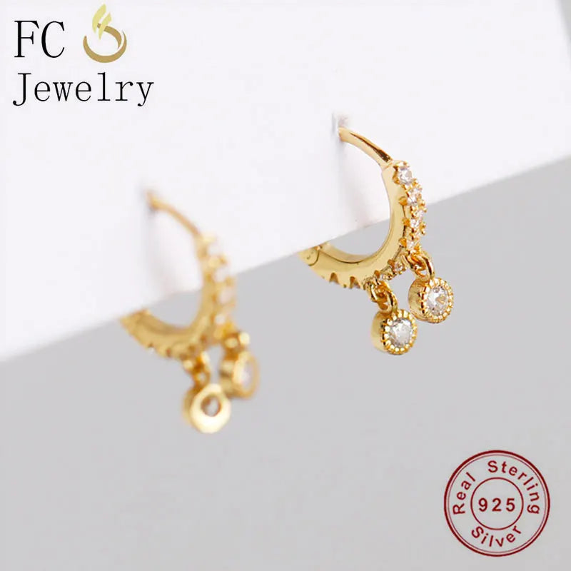 925 Silver Bell Shape Zirconia Hoop Earrings