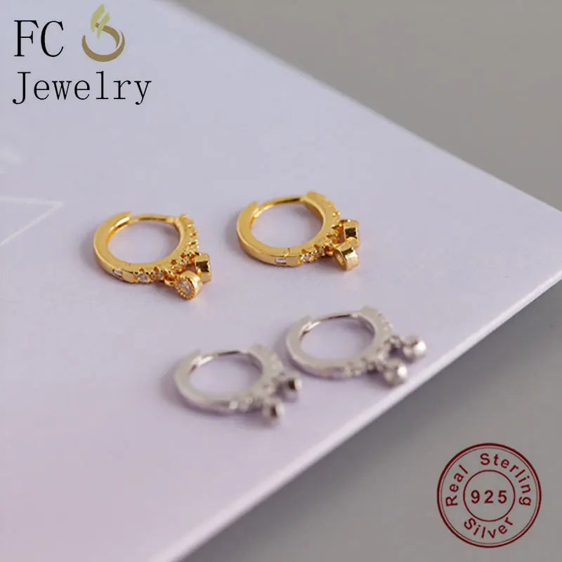 925 Silver Bell Shape Zirconia Hoop Earrings