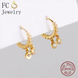 925 Silver Bell Shape Zirconia Hoop Earrings