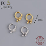 925 Silver Bell Shape Zirconia Hoop Earrings