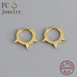 Punk Rainbow CZ Hoop Earring 925 Silver