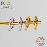 925 Silver Punk Style Animal Golden Snake Ear Bone Piercing Hoop Earring