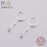 925 Silver Rock Arrow Zircon Bead Piercing Hoop Earring