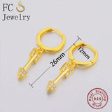 925 Silver Rock Arrow Zircon Bead Piercing Hoop Earring