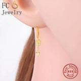 925 Silver Rock Arrow Zircon Bead Piercing Hoop Earring