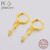 925 Silver Rock Arrow Zircon Bead Piercing Hoop Earring