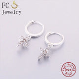 925 Silver Rock Cross Zirconia Bead Earrings
