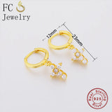 925 Silver Rock Cross Zirconia Bead Earrings