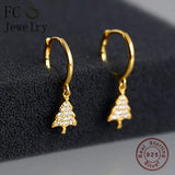 925 Silver Life Tree Pendant Hoop Earrings