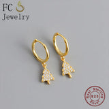 925 Silver Life Tree Pendant Hoop Earrings