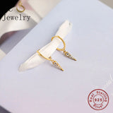 925 Silver Geometric Triangle Pizza Zirconia Golden Hoop Earring For Women