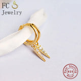 925 Silver Geometric Triangle Pizza Zirconia Golden Hoop Earring For Women