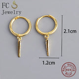 925 Silver Geometric Triangle Pizza Zirconia Golden Hoop Earring For Women
