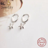 925 Silver Circle Sea Starfish Earrings For Women