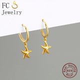 925 Silver Circle Sea Starfish Earrings For Women