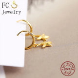 925 Silver Circle Sea Starfish Earrings For Women