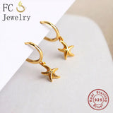 925 Silver Circle Sea Starfish Earrings For Women