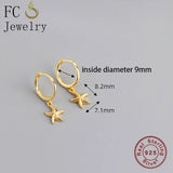 925 Silver Circle Sea Starfish Earrings For Women