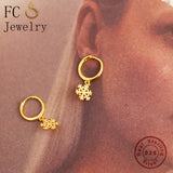 925 Silver Snowflake Pendant Hoop Earring Set