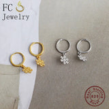 925 Silver Snowflake Pendant Hoop Earring Set