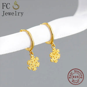 925 Silver Snowflake Pendant Hoop Earring Set
