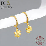 925 Silver Snowflake Pendant Hoop Earring Set